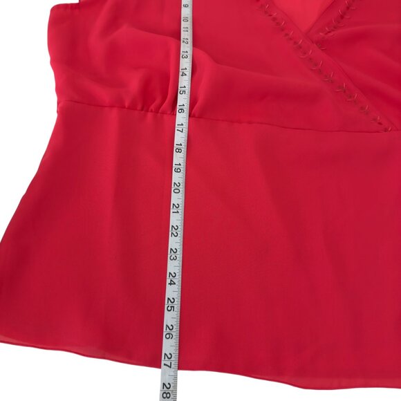 Jennifer Lauren Women Plus Coral/Red Flutter Sleeve V-Neck Blouse 3X Polyester - Picture 6 of 11